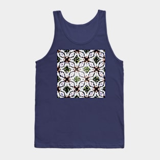 stained glass print in greens and roses Tank Top